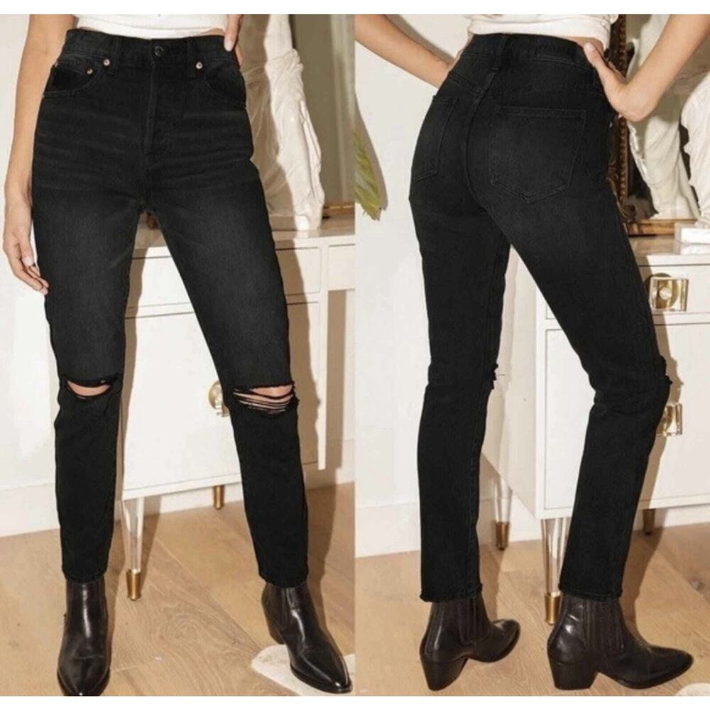 Pistola Jeans Womens Size 27 Keaton Black High Rise Slim Straight Punk Denim